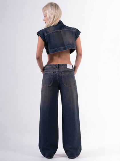 Conjunto Palazzo Chispeado Azul Oscuro